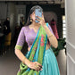 Women's Tussar Silk Lehenga Choli Set with Floral and Foil Print