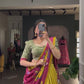 Women's Tussar Silk Lehenga Choli Set with Floral and Foil Print